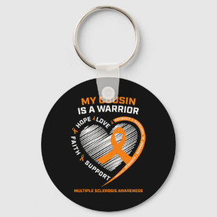 Ribbon Ms Warrior Cousin Multiple Sclerosis Awaren Keychain