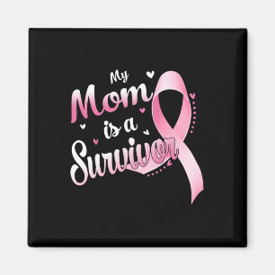 Ribbon My Mom Is A Survivor Breast Cancer Awarenes Magnet