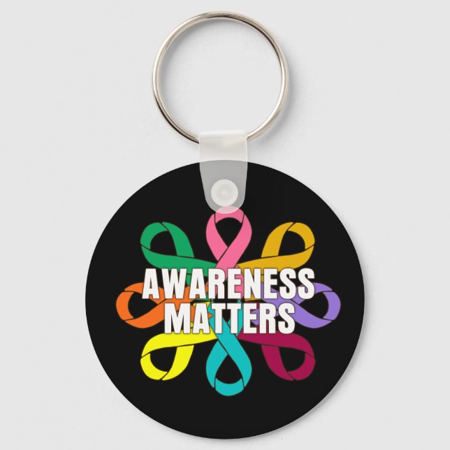 Ribbon of Cancer Awareness - Awareness Matters Keychain (Front)