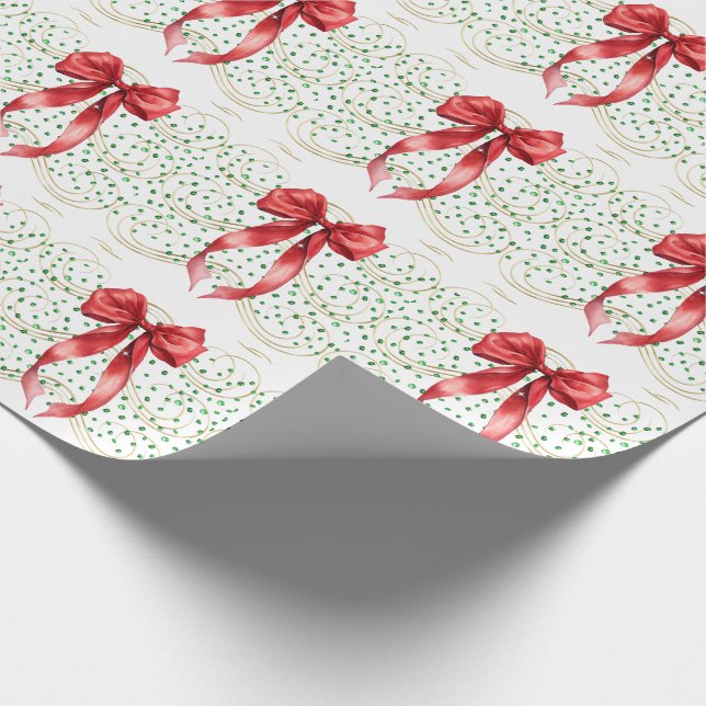 Ribbon on Green Stones Wrapping Paper (Corner)