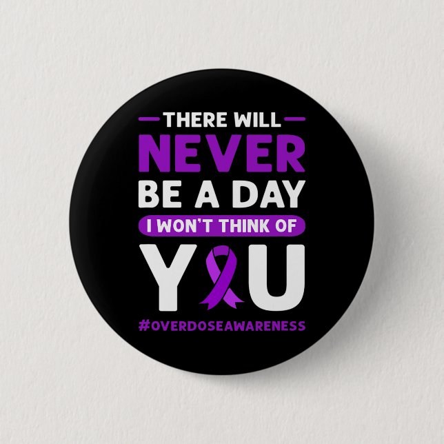 Ribbon. Overdose Awareness 2  Inch Round Button (Front)
