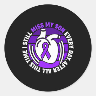 Ribbon Overdose Awareness Miss My Son Memory Classic Round Sticker