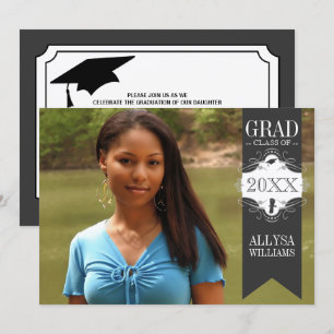 Ribbon Photo Graduation Party Invitation