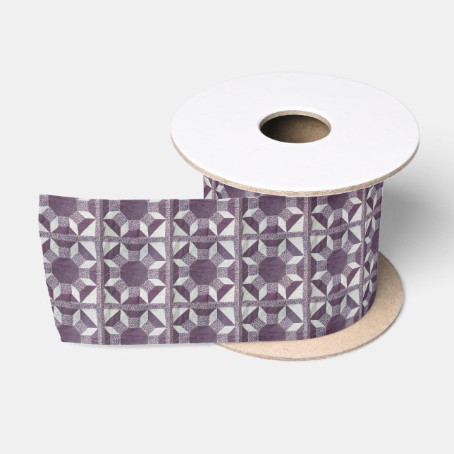 Ribbon - Purple Quilt Pattern (wide) Satin Ribbon (Spool)