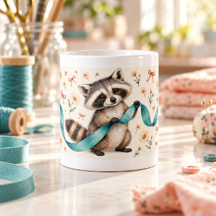 Ribbon Raccoon Watercolour Storybook Mug