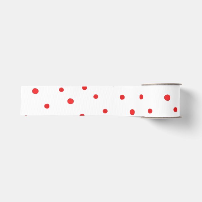 Ribbon Red polka dots Grosgrain Ribbon (Front)