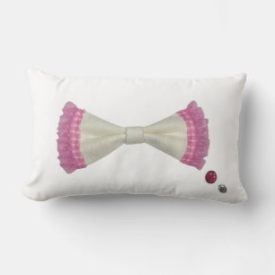 Ribbon & Rhinestone Lumbar Pillow