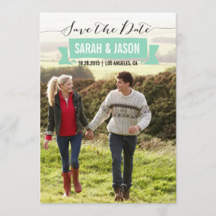 RIBBON SAVE THE DATE PHOTO CARDS - MINT