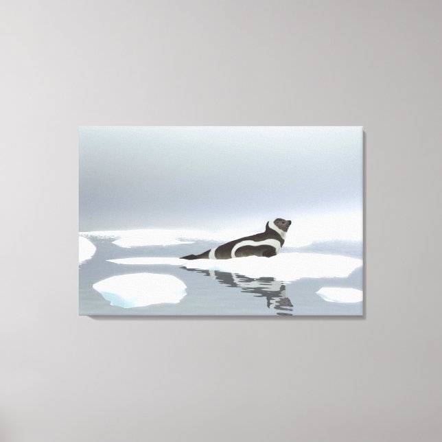 Ribbon Seal On Ice Canvas Print (Front)
