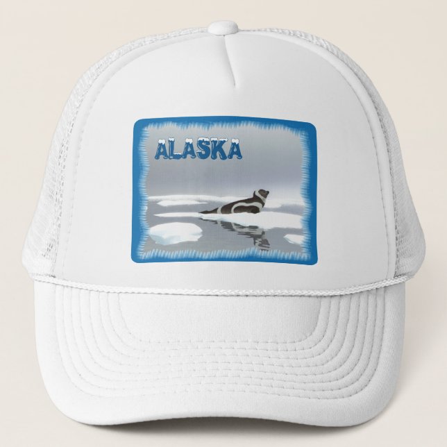 Ribbon Seal On Ice Trucker Hat (Front)