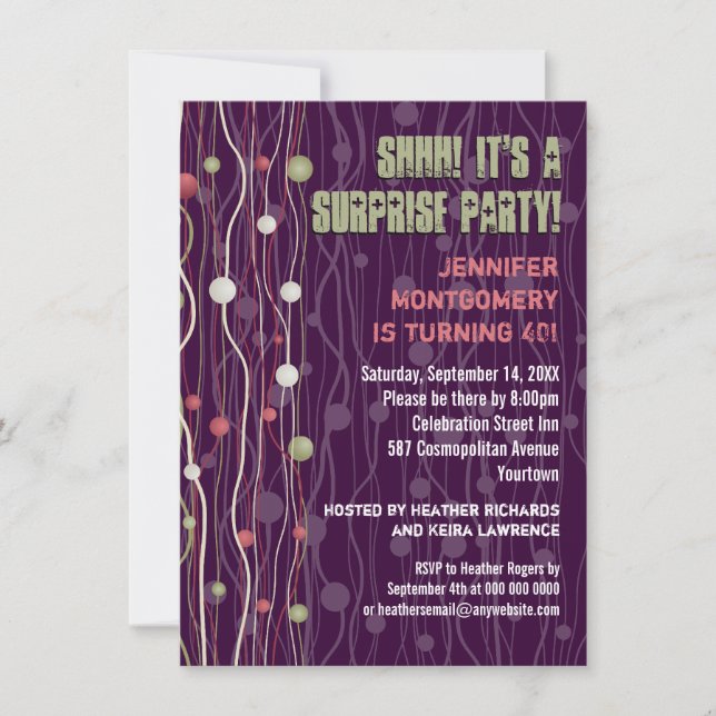Ribbon Spheres Confetti Party Invitation (Front)