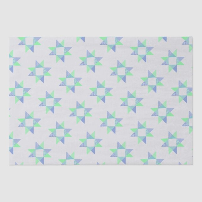 Ribbon Star Quilt Woodblock Tissue Paper (Front)