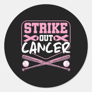 Ribbon Strike Out Cancer Baseball Classic Round Sticker