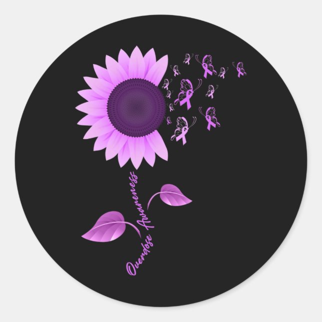 Ribbon Sunflower Butterfly Overdose Awareness Mont Classic Round Sticker (Front)