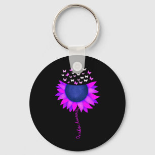 Ribbon Sunflower Butterfly Overdose Awareness Mont Keychain