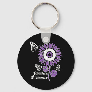 Ribbon Sunflower Butterfly Overdose Awareness Mont Keychain