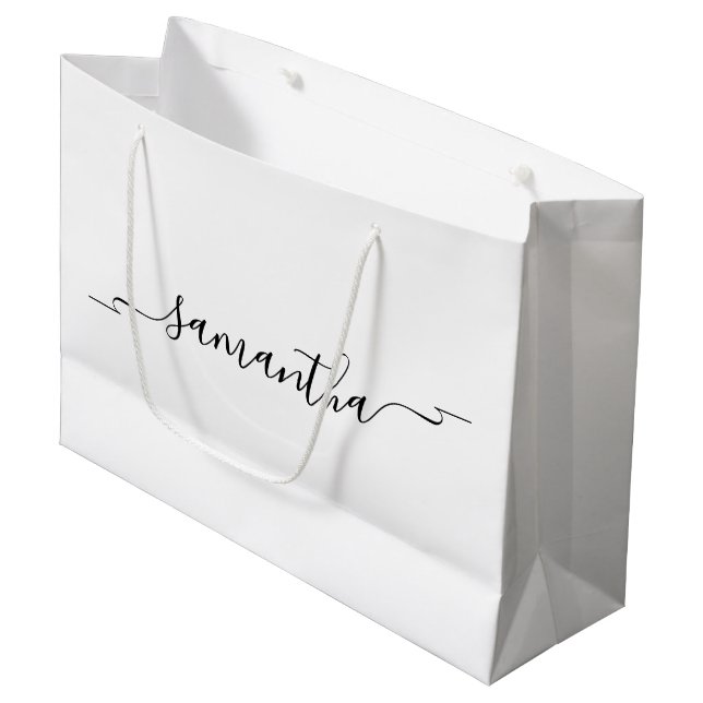 Ribbon Swash Signature Name Large Gift Bag (Front Angled)