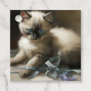 Ribbon Tangle Siamese Kitten Gift Tags