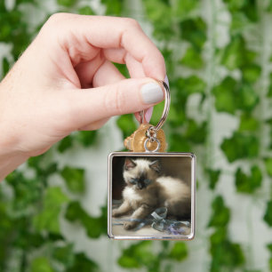 Ribbon Tangle Siamese Kitten Keychain