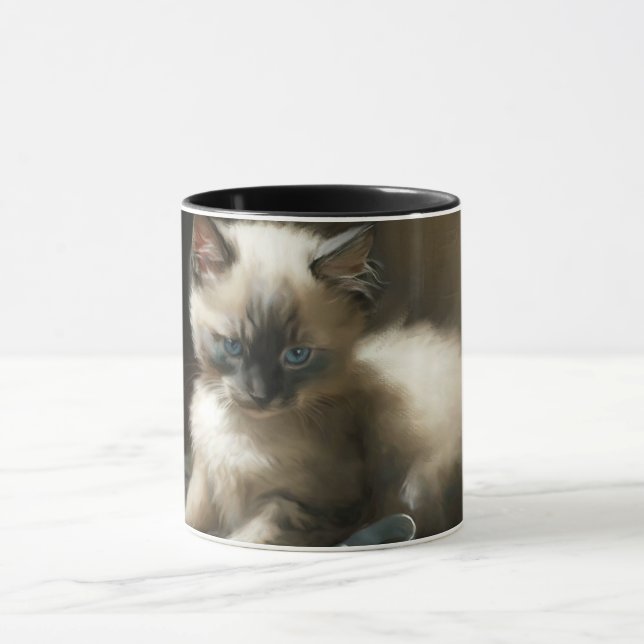 Ribbon Tangle Siamese Kitten Mug (Center)