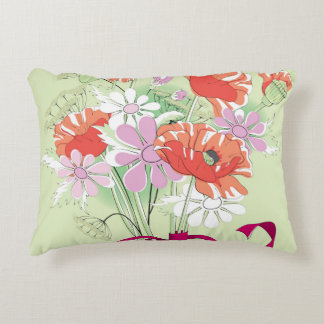 Ribbon-Tied Poppies: Daisy Bouquet. Accent Pillow
