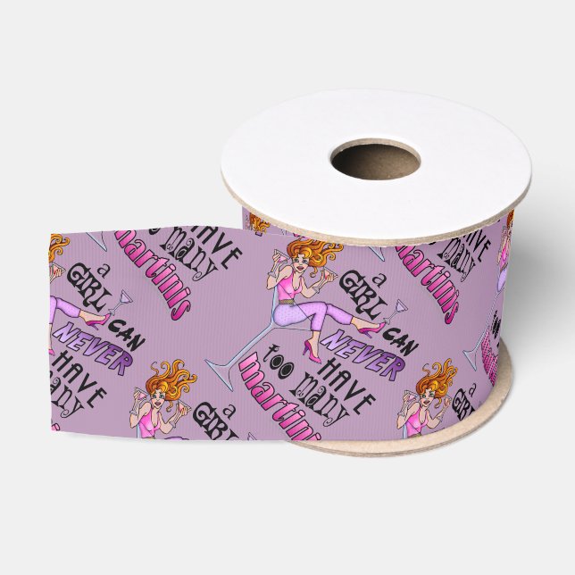 RIBBON - TOO MANY MARTINIS GROSGRAIN RIBBON (Spool)