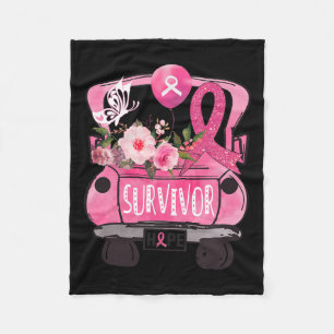 Ribbon Truck Hope Awareness Breast Cancer Survivor Fleece Blanket