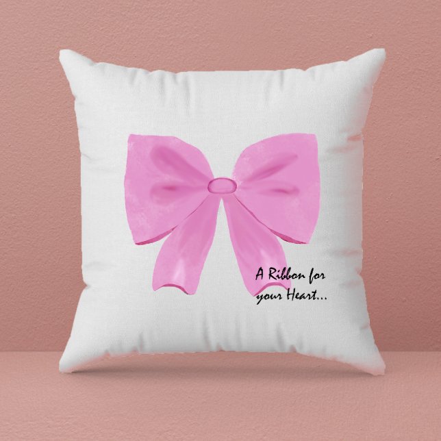 Ribbon Watercolor Illustration Throw Pillow (Creator Uploaded)
