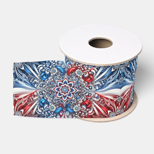 Ribbon with French Colours Modern Abstract Design Grosgrain Ribbon (Spool)