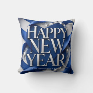 Ribbon Wrapped Happy New Year with Glamourous styl Throw Pillow