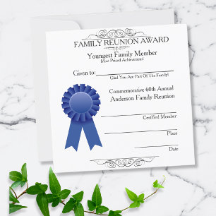 Ribbon Youngest Family Reunion Awards Blue Invitation