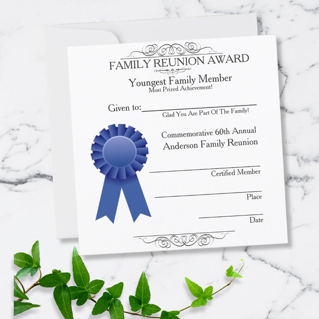 Ribbon Youngest Family Reunion Awards Blue Invitation (Creator Uploaded)