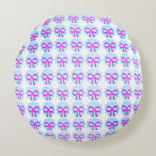Ribbons and Blooms Round Pillow, Large 16" Pillow