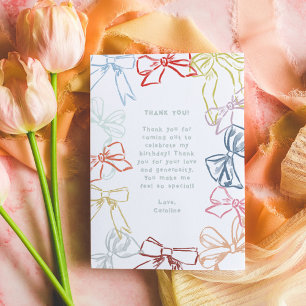 Ribbons and Bows Watercolor Birthday Thank You Card