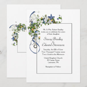Ribbons and Starfish Bubbles Wedding Invitation