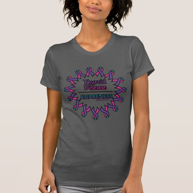 Ribbons/Circle...Thyroid Disease T-Shirt (Front)