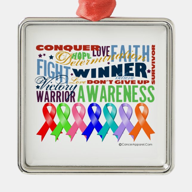 Ribbons For a Cause Metal Ornament (Front)