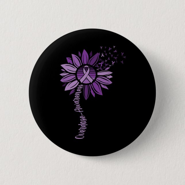 Ribbons Overdose Awareness  2 Inch Round Button (Front)
