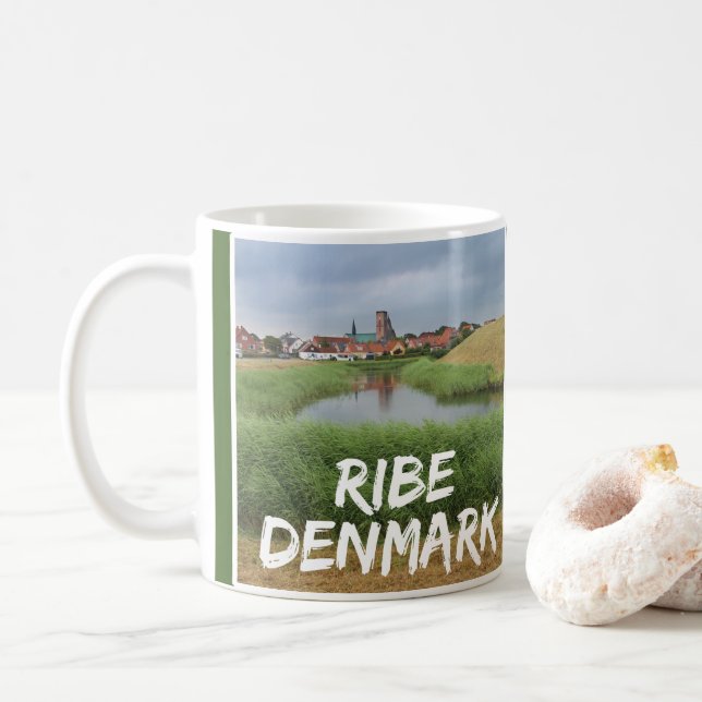 Riberhus and Ribe, Jutland, Denmark Coffee Mug (With Donut)