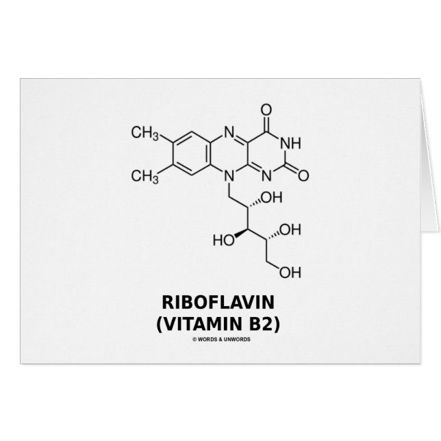 Riboflavin (Vitamin B2) Chemical Molecule (Front Horizontal)