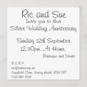 Ric and Sue, Sunday 12th September12.30pm. At H... Invitation