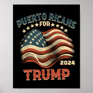 Ricans For Trump 2024 Usa Flag  Poster