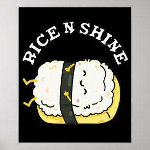 Rice And Shine Funny Sleeping Sushi Pun Dark BG Poster