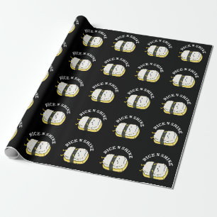Rice And Shine Funny Sleeping Sushi Pun Dark BG Wrapping Paper