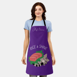 Rice and shine , sushi cat apron