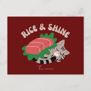 Rice and shine , sushi cat postcard