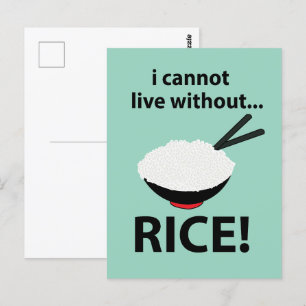 Rice Bowl I Cannot Live Without Rice  Postcard