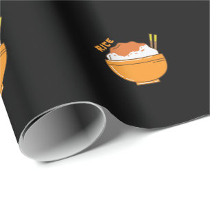 rice bowl with chopsticks wrapping paper