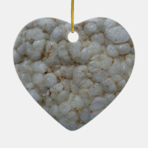 Rice Cake , Healthy Food, White Snack Ceramic Ornament