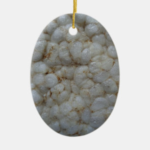 Rice Cake , Healthy Food, White Snack Ceramic Ornament
